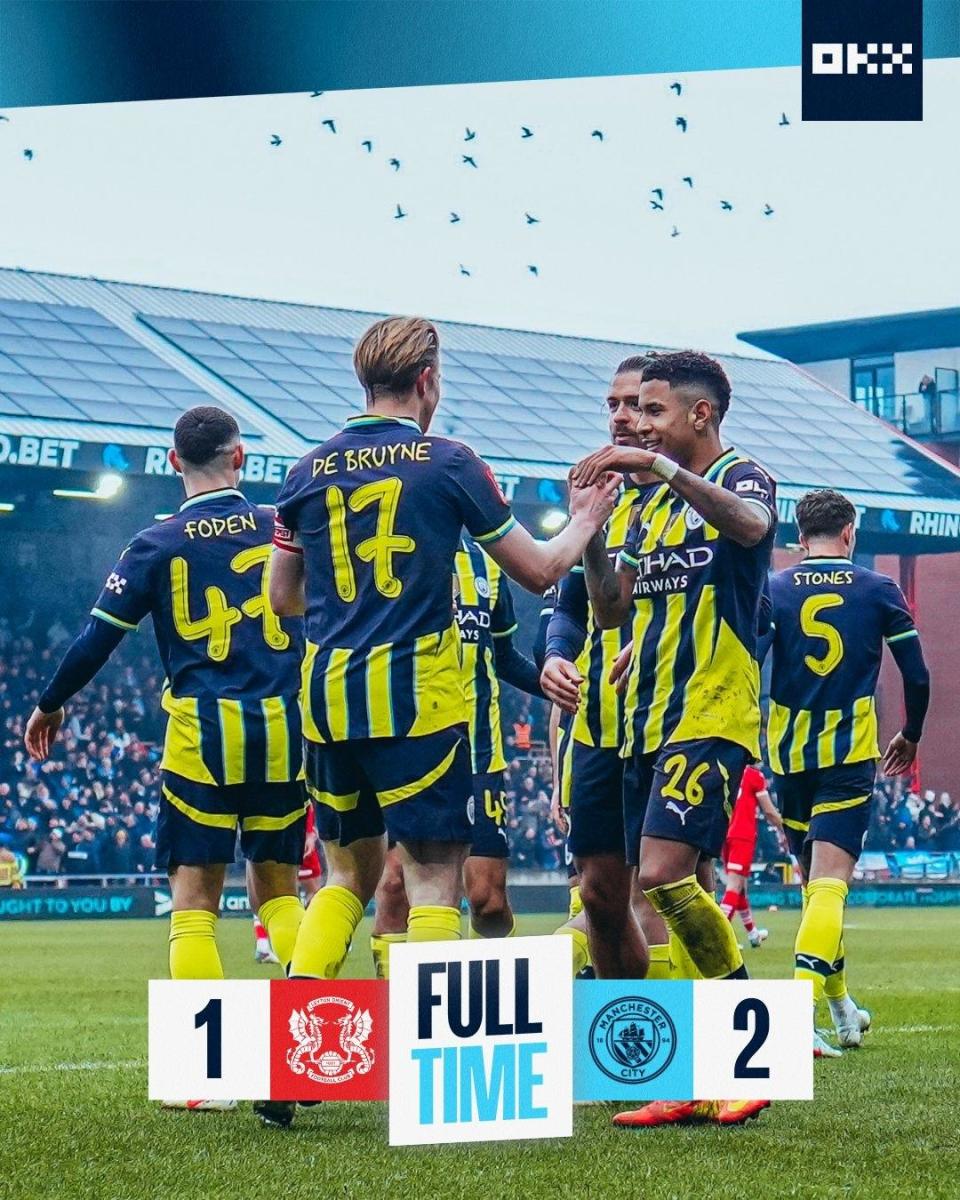 曼城鏖战丹麦，德布劳内关键制胜